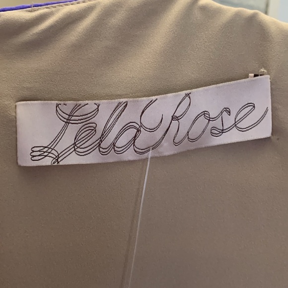 Lela Rose Silk Size 6 Dark Violet/Blue Striped Sleeveless Dress Faux Wrap Skirt - Picture 10 of 15